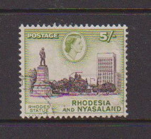 RHODESIA  AND  NYASALAND    1959    5/-  Brown  And  Green    USED - Rhodesia & Nyasaland (1954-1963)