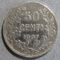 Belgique. 50 Centimes 1907. Légende Flamand. Leopold II, En Argent , KM# 61 - 50 Centimes