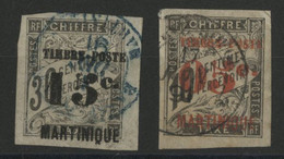 MARTINIQUE N° 22 + N° 23 Oblitérés Cote 34 € Timbres-Taxe Surchargés Pour être Transformés En Timbres-Poste. - Gebruikt