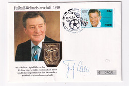 Niue 1990 Autographed Cover: Football Fussball Soccer Calcio; FIFA World Cup 1954 - Fritz Walter ; Coupe Jules Rimet - 1954 – Svizzera