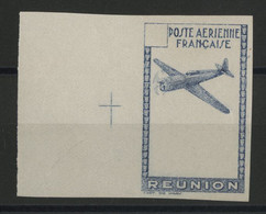 REUNION ESSAI NON DENTELE Neuf (*) Bleu, Sans Le Centre Et La Valeur TB Voir Description - Airmail