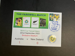 (3 N 34) 22nd Sept. 2022 - Football - Australia V New Zealand (1 Covers + $ 2.00 Football Coin (FIFA) - 2 Dollars