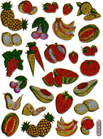 Früchte Gemüse Aufkleber Metallic Look / Fruit Vegetable Sticker 1 Sheet - Scrapbooking