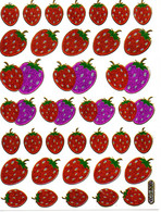 Früchte Erdbeere Aufkleber Metallic Look / Fruit Strawberry Sticker 1 Sheet - Scrapbooking