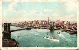 New York City Skyline And Brooklyn Bridge Detroit Publishing - Bridges & Tunnels