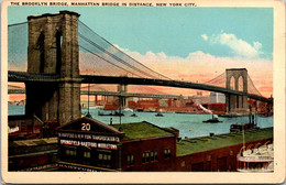 New York City Brooklyn Bridge With Manhattan Bridge In Distance - Brücken Und Tunnel