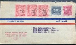 CUBA 1953, COVER USED TO USA, POST OFFICE BUILDING, ANTI T.B , GIRL HOLD FLAG, SURCH “3” DRUG STORE ADVT, HABANA CITY CA - Lettres & Documents