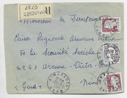 FRANCE N° 1263X2+1282 LETTRE REC FRANCHISE AIMARGUES 20.3.1964 GARD - 1960 Marianne De Decaris