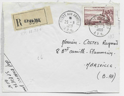 FRANCE 85FR EVIAN SEUL LETTRE REC POSTE AUX ARMEES 25.8.1959 A.F.N. - Algerienkrieg