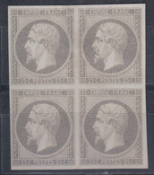 FRANCE : ESSAI DU NAPOLEON III 25c GRIS N° 15 EN BLOC DE 4 NEUF SANS GOMME - Proofs, Unissued, Experimental Vignettes