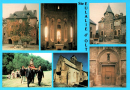 16505 SAINTE EULALIE  D'OLT  Le Château, L' Ecole, Procession Sainte Epine, L Eglise   ( 2 Scans )  12 Aveyron - Sonstige & Ohne Zuordnung