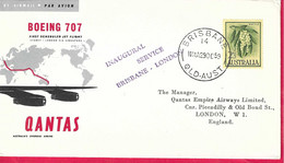 AUSTRALIA - INAUGURAL SERVICE BRISBANE/LONDON * 29.OC.59* SU BUSTA QANTAS - Eerste Vluchten