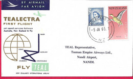 AUSTRALIA - FIRST FLIGHT TEALECTRA AUCKLAND TO NADI AIRPORT (FIJI) * 5.JAN.60* ON OFFICIAL ENVELOPE - First Flight Covers