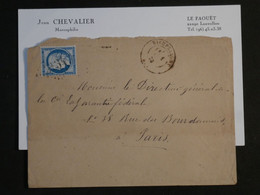 BL10  FRANCE   BELLE LETTRE  1872  DIEUPEROUD ? A PARIS     ++N°60 + + AFFR. PLAISANT ++ - 1871-1875 Ceres