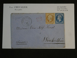 BL10  FRANCE   BELLE LETTRE  1866 BISHWILLER A WINTHERTUR  +N° 22 N°21 + + AFFR. PLAISANT ++ - 1862 Napoleone III