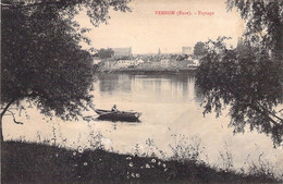 CPA FRANCE - 27 - VERNON - Paysage - Barque - Marguerites - Vernon