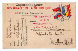 TB 3803 - MILITARIA - Carte En Franchise Militaire - Service G.V.C DAUVE Chef Du Poste 4 CHAUDENEY Pour BLENOL LES TOUL - Covers & Documents