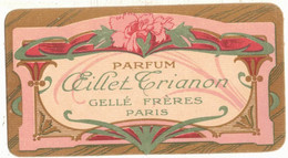 CARTE PARFUMEE PUBLICITAIRE  CHROMO PARFUM OEILLET TRIANON PUBLICITE GELLE FRERES A PARIS - Anciennes (jusque 1960)