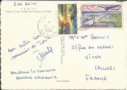 POLYNESIE 15 F SUR CARTE DE TAHITI POUR VICHY ( ALLIER ) PAR AVION DE 1965  LETTRE COVER - Briefe U. Dokumente