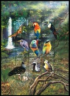 Bhutan 1999 MNH SS, Birds, Herons, Parrots, Toucans, Waterfall S - Cuco, Cuclillos