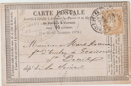5992 Carte Précurseur 1879 Ceres 15c GC 201 AUBERVILLIERS Pour Saint Denis  ARLOT Savon - 1877-1920: Période Semi Moderne