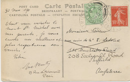 GB 1910 French Pc W 10C From Mont St. Michel REDIRECTED In SHEFFIELD, YORKSHIRE - Storia Postale