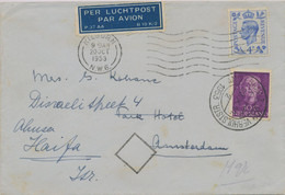 GB 1953 King George VI 4d Blue On Superb Cover To AMSTERDAM „KILBURN / N.W.6." (LONDON) RE-DIRECTED To ISRAEL - Storia Postale