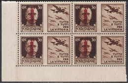 Pdg 30 C. Aviazione Soprastampa Rosso-bruna Quartina Sass 31D MNH** Adf CV 150 - Propaganda Di Guerra