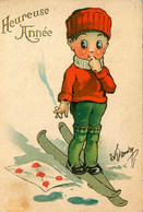 Enfant Skieur * CPA Illustrateur * Ski Sports D'hiver Lettre Cigarette Tabac TABAC * Heureuse Année - 1900-1949
