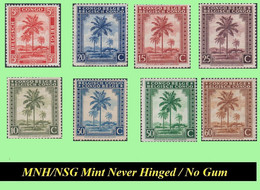 1942 ** BELGIAN CONGO / CONGO BELGE = COB 228+249/255 MNH/NSG X 8 PALM TREES STAMPS [French Written 1-st ] [ NO GUM ] - Nuevos