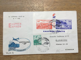 Türkei Lufthansa Erstflug  Istanbul  Hamburg 1956 - Lettres & Documents