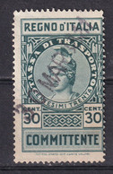 REGNO D'ITALIA - TASSA DI TRASPORTO DA CENTESIMI 30 ANNULLATA COMMITTENTE - Revenue Stamps