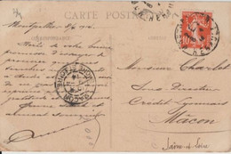 1914 - SEMEUSE PERFORE (PERFIN) Sur CP De MONTPELLIER (HERAULT) => MACON - Briefe U. Dokumente