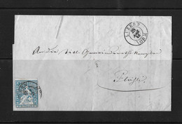 1854-1862 HELVETIA / STRUBEL (Ungezähnt) → Faltbrief Von LUZERN Nach FLÜHLI   ►SBK-23B3.IV/V Randstück Oben◄ - Briefe U. Dokumente