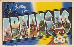 3356 – Large Letters - Greetings From Arkansas AR - U.S.A. – Linen – Written Postmark 1943 - Good Condition – 2 Scans - Souvenir De...