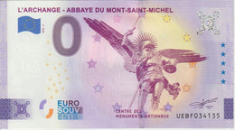Billet Touristique 0 Euro Souvenir France 50 L'archange - Abbaye Du Mont Saint Michel 2022-2 N°UEBF034135 - Private Proofs / Unofficial