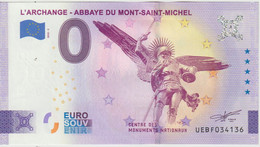 Billet Touristique 0 Euro Souvenir France 50 L'archange - Abbaye Du Mont Saint Michel 2022-2 N°UEBF034136 - Private Proofs / Unofficial