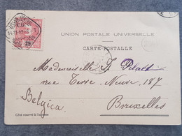 PORTUGAL 1902 SUR CPA ARSENAL LISBOA POUR BRUXELLES BELGIQUE - Storia Postale