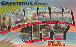 3364 – Large Letters - Greetings From Panama City Florida FL - U.S.A. – Linen – Written In 1954 - VG Condition – 2 Scans - Souvenir De...