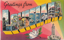 3369 – Large Letters - Greetings From Louisiana LA - U.S.A. – Linen – VG Condition – 2 Scans - Souvenir De...