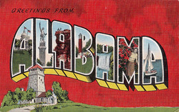 3377 – Large Letters - Greetings From Alabama AL - U.S.A. – Linen – VG Condition – 2 Scans - Souvenir De...