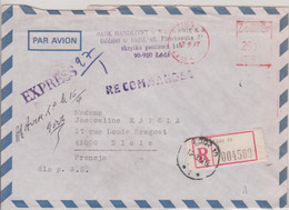 EMA Meter Stamp Lodz, Pologne Express Recommandée 12 Septembre 1977 Pour Blois, Transit Par Varsovie - Maschinenstempel (EMA)