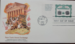 O) 1992 UNITED STATES - USA, NEW YORK STOCK EXCHANGE, BICENTENNIAL, 29c Green, FDC XF - 1991-2000