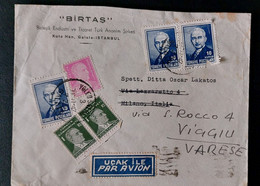 ENVELOPPE TURQUIE GALATA ISTAMBUL 1947 POUR VIGGIU ITALIE / BIRTAS - Covers & Documents