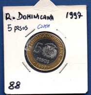 DOMINICAN REPUBLIC - 5 Pesos 1997 -  See Photos -  Km 88 - Dominicana