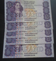 SOUTH AFRICA , P 119e, 5 Rand, Nd 1994, UNC Neuf, 5 Notes - Südafrika