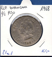 DOMINICAN REPUBLIC - 1/2 Peso 1968 -  See Photos -  Km 21a.1 - Dominikanische Rep.