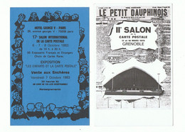 LOT 4 CARTES PUBLICITAIRES , SALON  CARTE POSTALE - GRENOBLE 1979 , PARIS HOTEL GEORGE V 1983, AVIGNON , LE CROISIC 1989 - Bourses & Salons De Collections