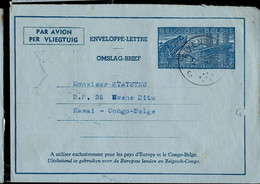 Aéro N° 3.V. .I.FN.  Papier Verge Vertical   Obl.  RIXENSART - C C - 02/12/53 Pour Luluaburg (Congo) - Aerograms