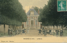 94) MANDRES : La Mairie (1908) - Carte Entoilée - Mandres Les Roses